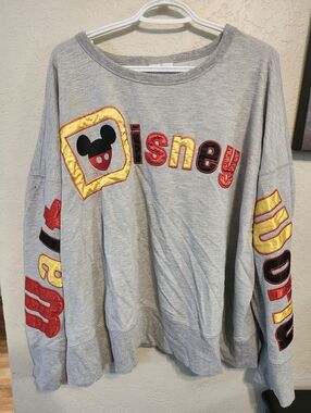 Disney Grey Sweatshirt with Red and Yellow Appliqué 3X